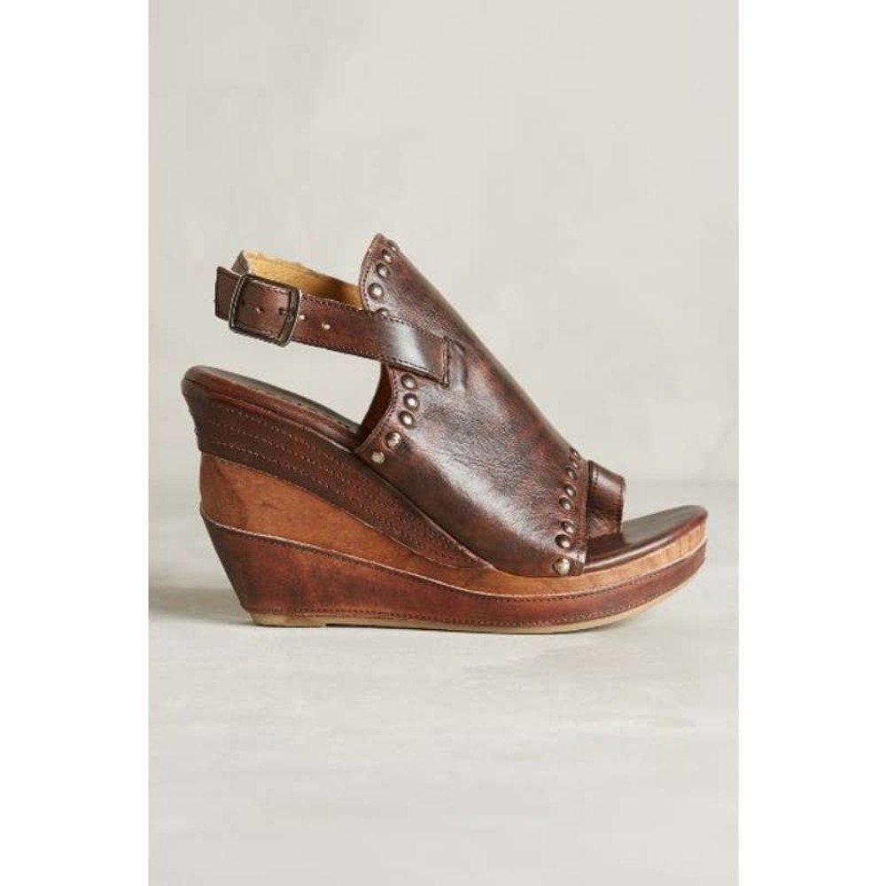Bed Stu Joann Brown Leather Wedge Sandal 7